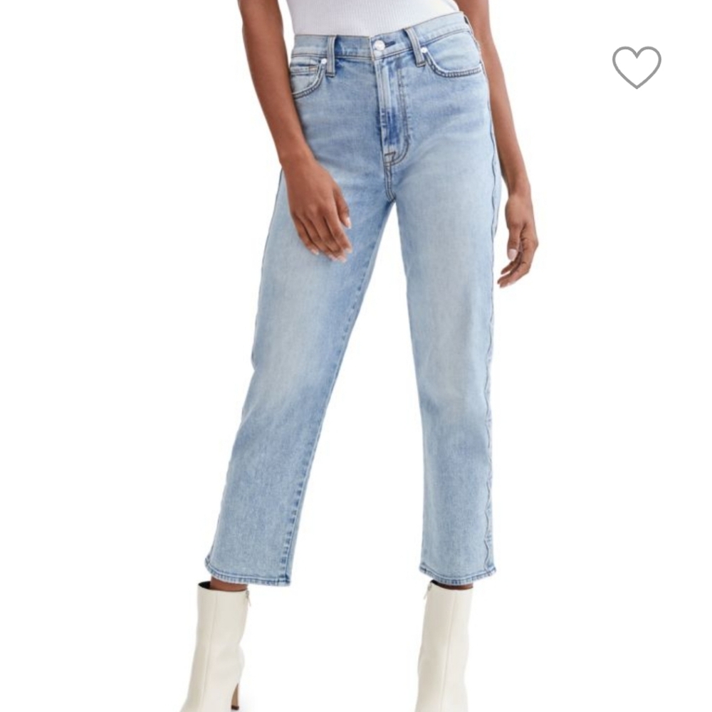 7 For All Mankind Scallop-Trim High-Rise Crop Straight Jeans 27